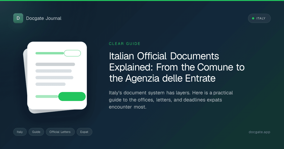 Italian administrative paperwork on a bright table with espresso cup and municipal forms.